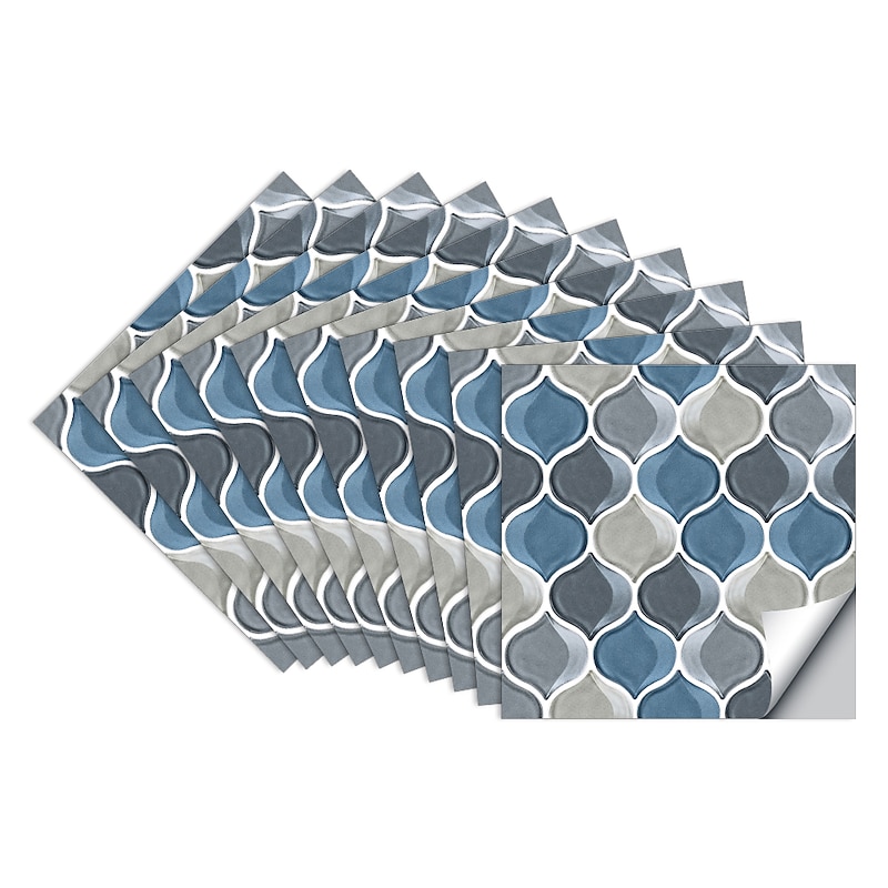 10 PCS Imitation Epoxy Tile Sticker Color Lantern Wall Sticker House Renovation Diy Self-adhesive Pvc Wallpaper Painting Kitchen Waterproof And Oilproof Wall Sticker3