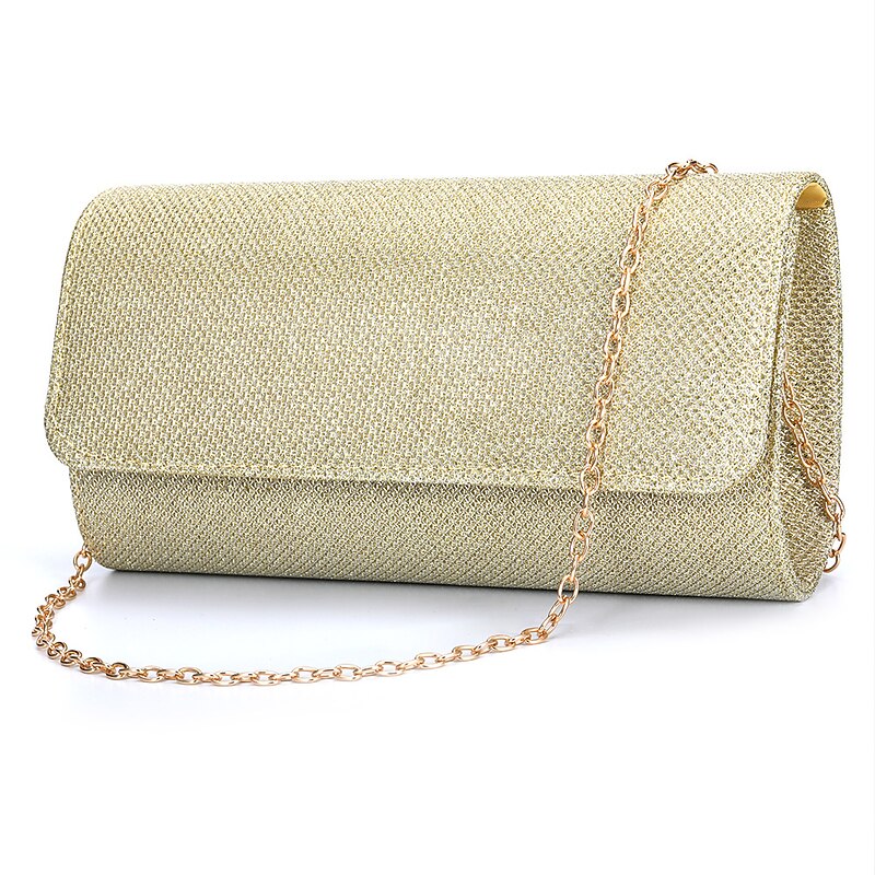 Women's Silver Glitter Clutch Purse – Elegant Evening Handbag with Chain Strap for Weddings, Parties, and Formal Events3
