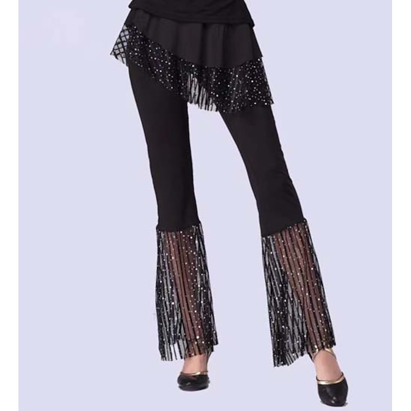 Ballroom Dance Pants Solid Tulle Women's Training Performance High Tulle Terylene2