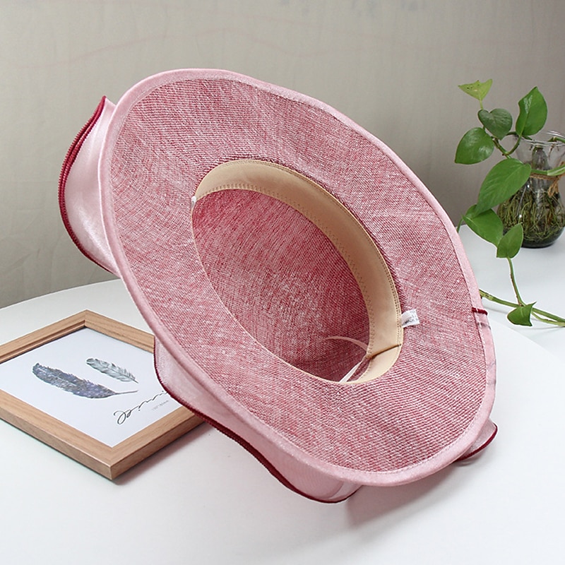 Hats Headwear Straw Hats Tulle Linen /  Blend Bucket Hat Straw Hat Sun Hat Casual Holiday Kentucky Melbourne Cup Vintage Style Elegant With Feather Appliques Headpiece Headwear Race Day Dress2