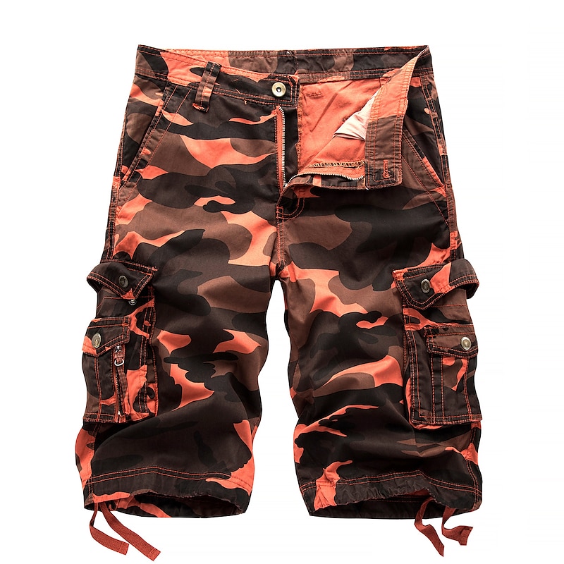 Men's Cargo Shorts Hiking Shorts Pocket Multi Pocket Camouflage Comfort Outdoor Short Casual Sports Cargo Shorts Chino Camouflage Red Yellow camouflage Inelastic2
