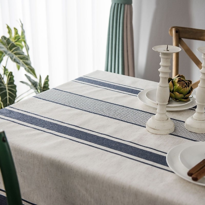 Tablecloth Linens Cotton Table Cloth Dustproof Striped Table Kitchen Garden Outcoor Restrant Rectangule4