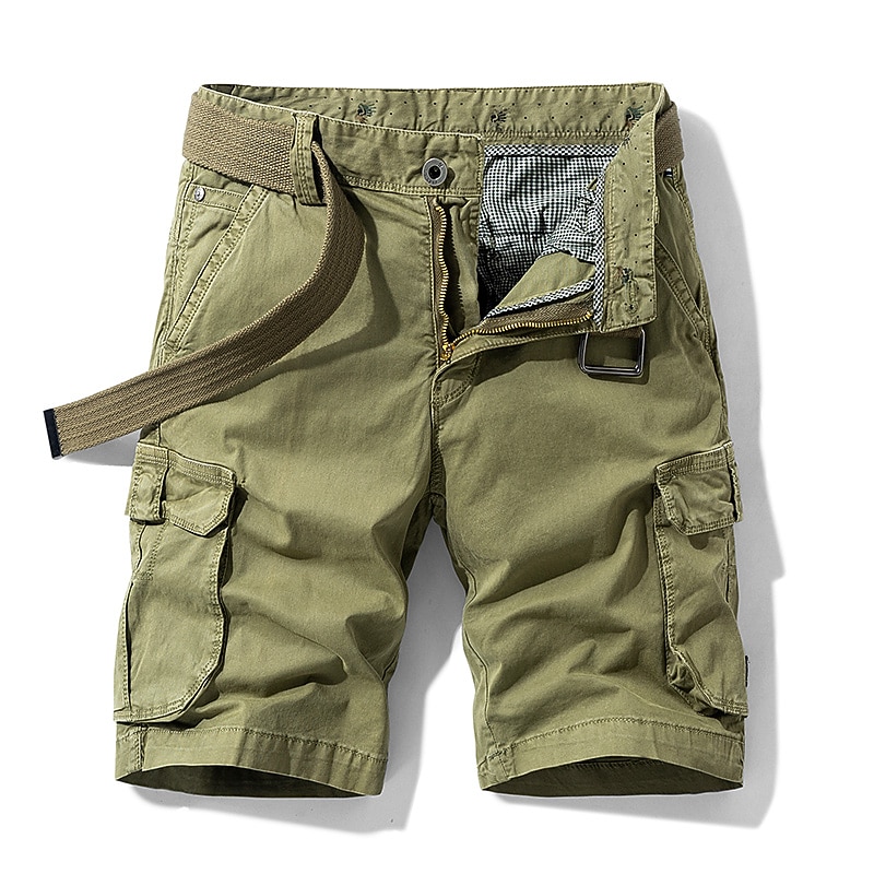Men's Cargo Shorts Hiking Shorts Multi Pocket Plain Cargo Shorts Shorts Black Khaki4