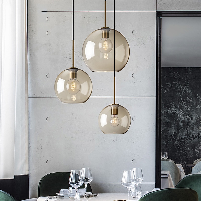 20 cm Single Design Pendant Light Glass Glass Electroplated Vintage Nordic Style 110-120V 220-240V3