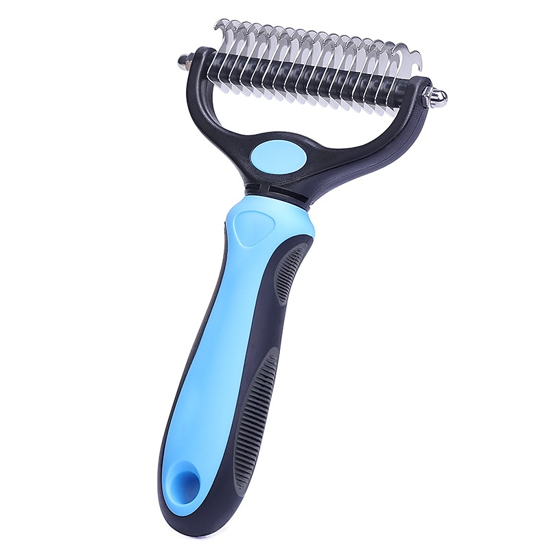 Dog Cat Grooming Shedding Tools Dematting Tools Plastic Stainless steel Comb Dog Clean Supply Pet Hair Remover Easy to Clean Pet Grooming Supplies Rosy Pink Blue2
