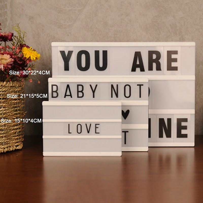 LED Combination Light Box Night Table Desk Lamp DC 5V DIY Letters Symbol Cards Decor USB or Battery Powered Message Boardfor Gift for Boy&Girls3