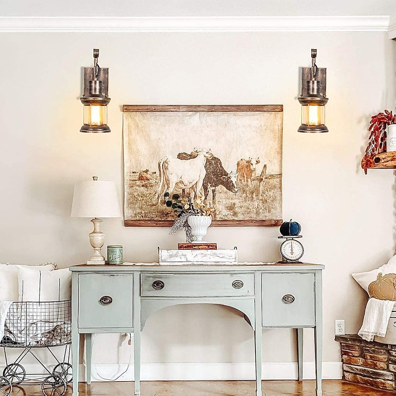 Rustic Wall Sconce Light Fixtures for Bedroom Living Room Cafe Industrial Glass Shade Metal Oil Rubbed Bronze Finish Vintage Indoor Lighting3