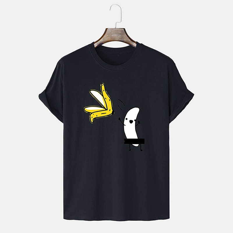 Men's Short Sleeve Funny T-Shirt - Humorous Naked Banana Censored Graphic Tee4