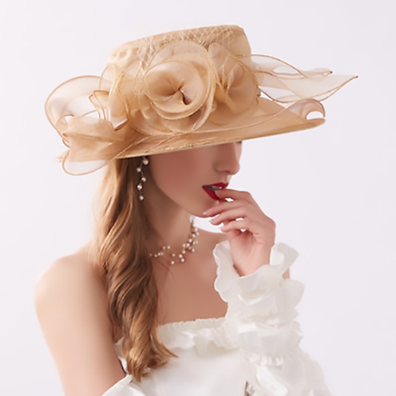 Hats Other Bucket Hat Sun Hat Party / Evening Kentucky Horse Race Melbourne Cup With Flower Headpiece Headwear dress to impress Race Day Dress3