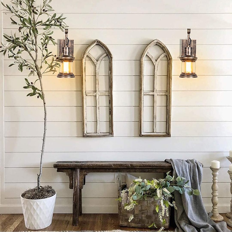 Rustic Wall Sconce Light Fixtures for Bedroom Living Room Cafe Industrial Glass Shade Metal Oil Rubbed Bronze Finish Vintage Indoor Lighting2