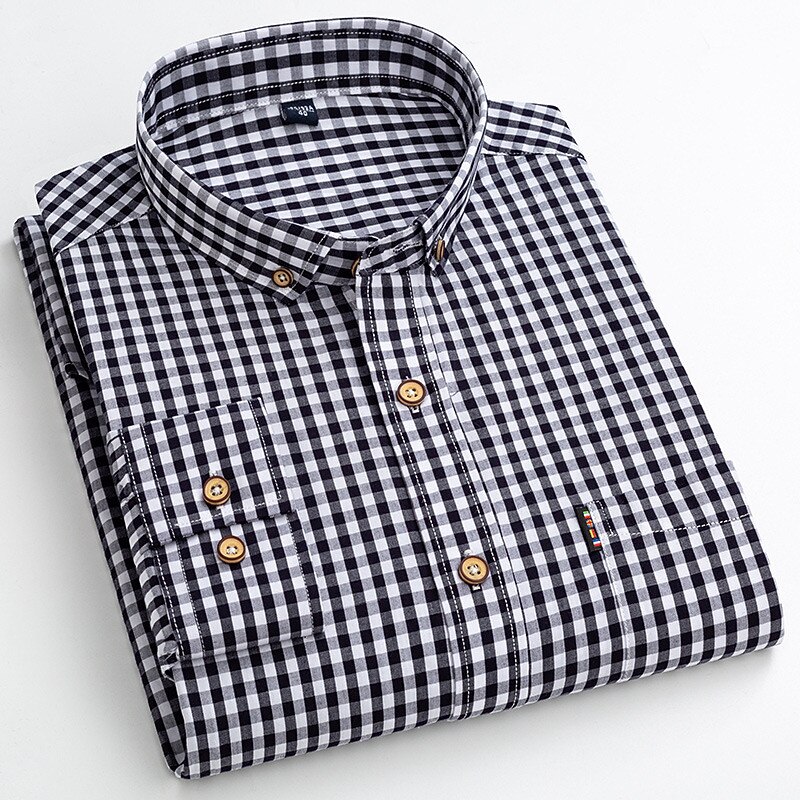 Men's Dress Shirt Plaid Shirt Button Down Shirt Collared Shirt Plaid / Check Wedding Work B C D E Long Sleeve Turndown Spring &  Fall Clothing Apparel Button-Down4