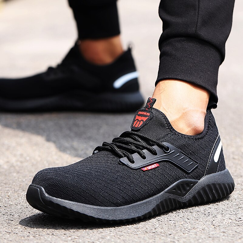 Men's Sneakers Work Shoes Safety Shoes Lightweight Plus Size Safety Shoes Stainless Steel Tissage Volant Breathable Non-slipping Wear Proof Black Spring & Summer4