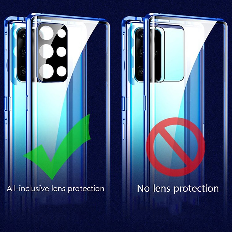 Phone Case For Samsung Galaxy S25 S23 S22 S21 Ultra Plus S20 Full Body Case Magnetic Adsorption Full Body Protective Double Sided Camera Lens Protector Transparent Tempered Glass Metal3