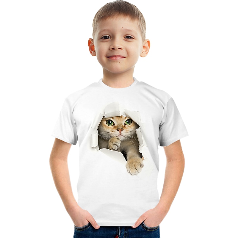 Boys 3D Graphic Animal 3D Print T shirt Tee Short Sleeve 3D Print Summer Active Cute Basic Kids 3-12 Years School4
