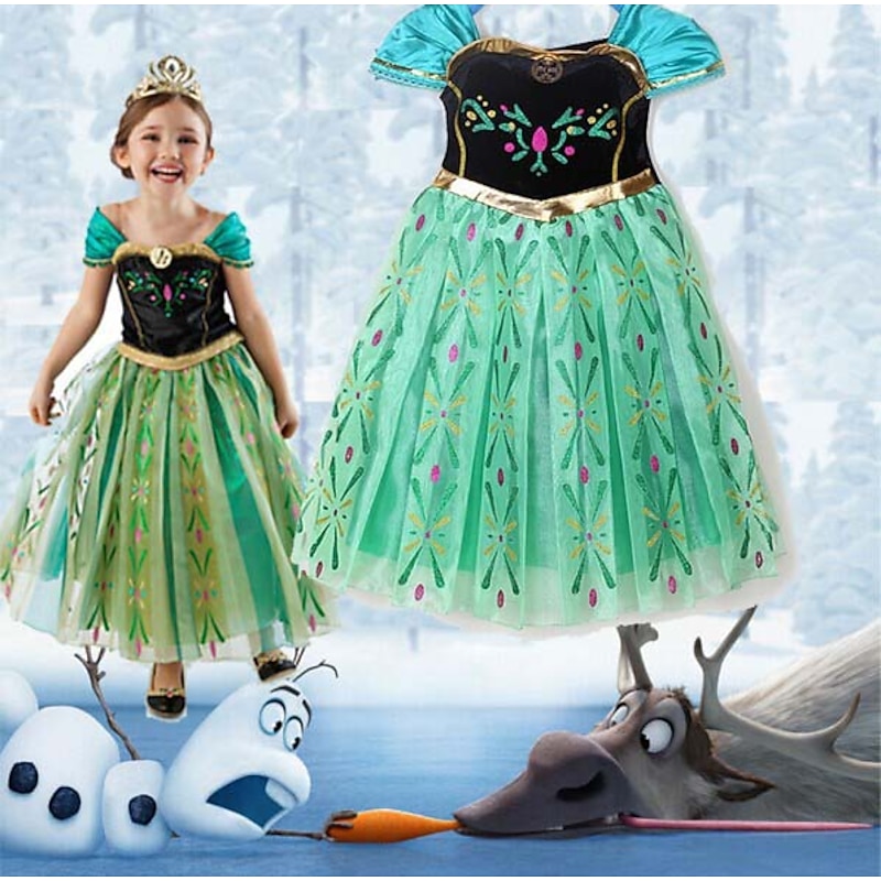 Kids Girls' Dress Graphic Geometric Flower Short Sleeve Elegant Sweet Tulle Dress Summer Spring Green B B49 SA302