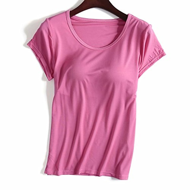 Women's T Shirt Burgundy Tee Plain Solid Colored Basic Short Sleeve Round Neck Home Casual Daily Wine Red Taro purple Original white Ai Green face powder