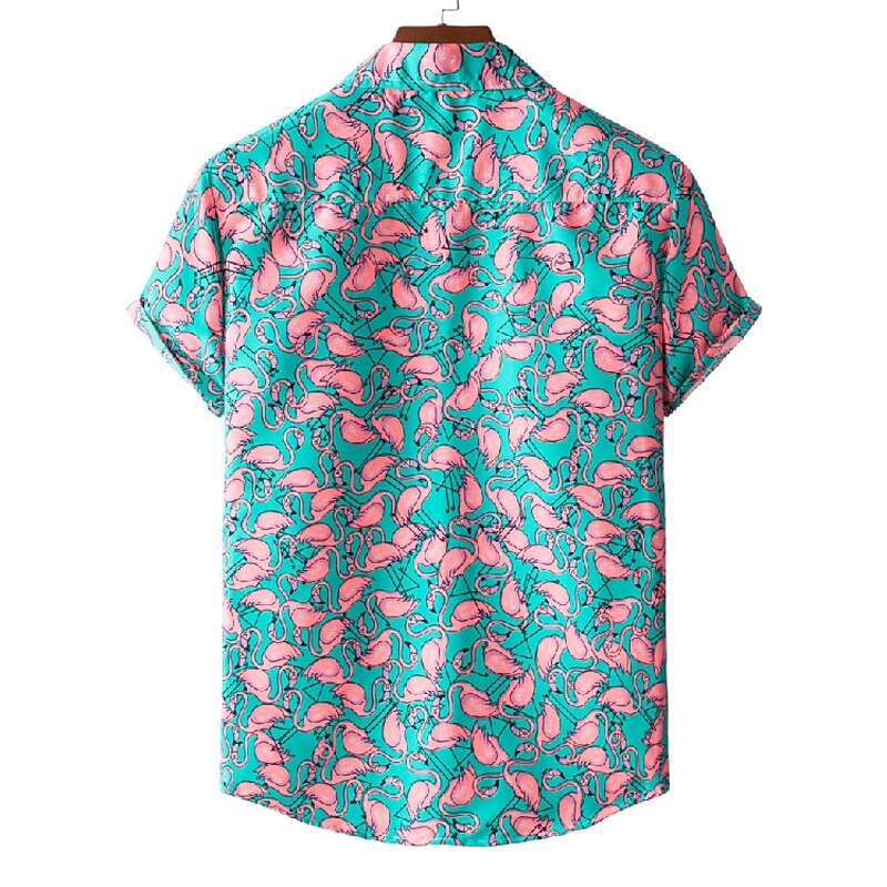 Men's Flamingo Tropical Shirt Summer Hawaiian Shirt Camp Collar Shirt Short Sleeve Shirt Classic Collar Tropical Designer Beach Casual Holiday Yellow Pink Red Other Prints S M L2