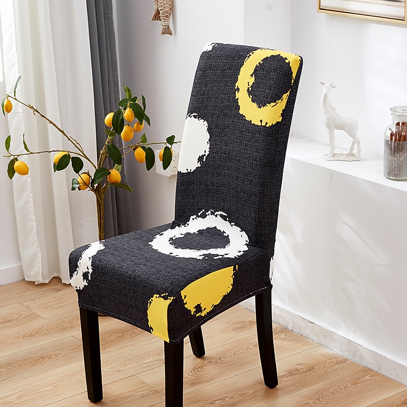 Dining Chair Cover Stretch Chair Seat Slipcover Soft Floral Flower Pattern Durable Washable Furniture Protector For Dining Room Party