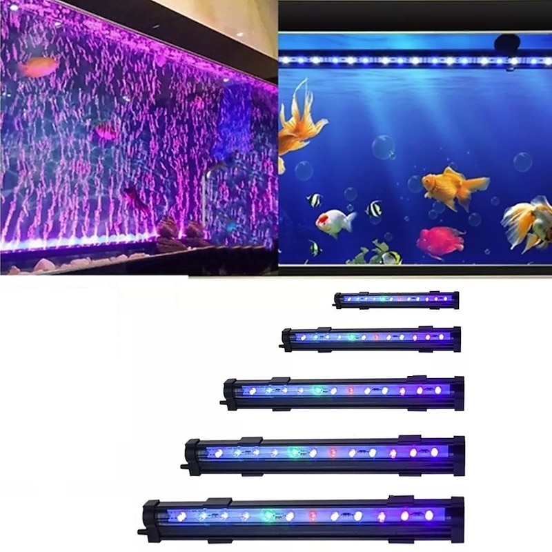 LED Plants Growing Lights Fish Tank Light Colorful Bubble Small Clip Lights Aquarium Bar Strip Lamp Waterproof Decor Tube Lamp