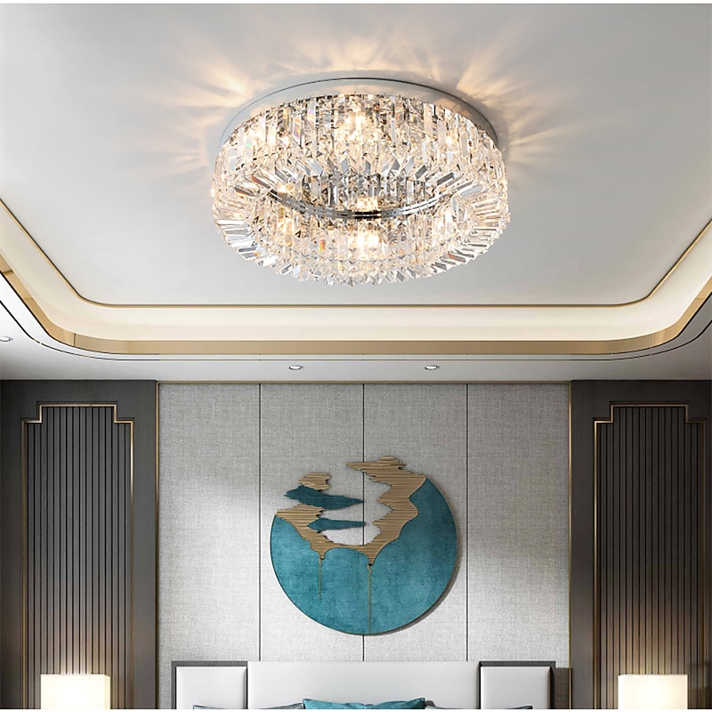 50/60/80 cm Chandelier LED Crystal Ceiling Light Circle Design Unique Design Flush Mount Lights Stainless Steel LED Nordic Style 110-120V 220-240V3