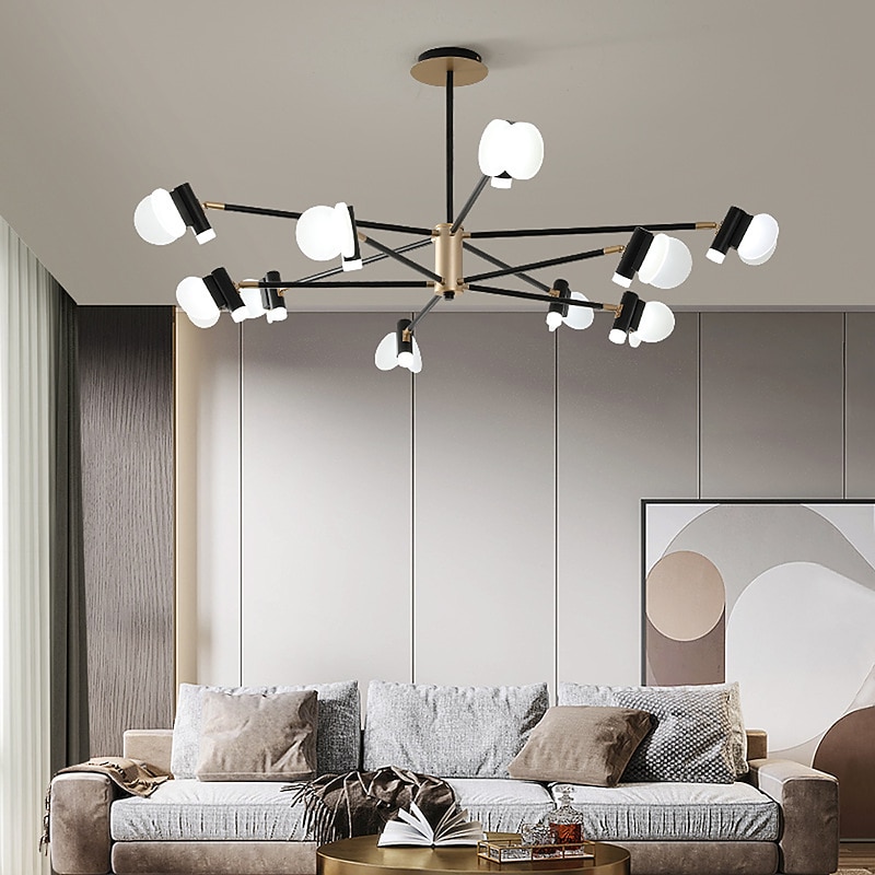 3/6/8/12 Heads LED Pendant Light Chandelier Modern Nordic Style Design Chandelier Layered Modern Art Style DIY Adjustable Rotary Ceiling Chandelier AC220-240V
