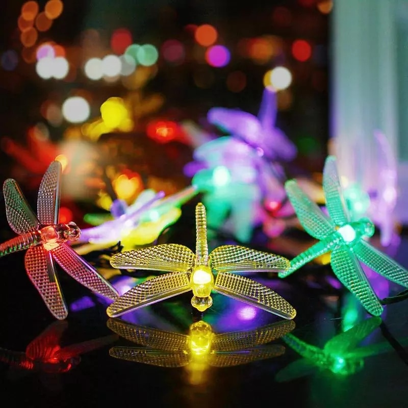 Outdoor Solar String Light Solar LED Fairy String Lights 6.5m Dragonfly 30LEDs Warm White Colorful White 8 Mode Outdoor Waterproof Wedding Patio Garden House Decoration Lamp LED Solar Garden Light2