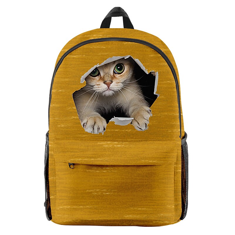 Cute Cat Backpack for Kids and Teens – 3D Peekaboo Cat Print School Bag with Fun Hole Design for Boys and Girls