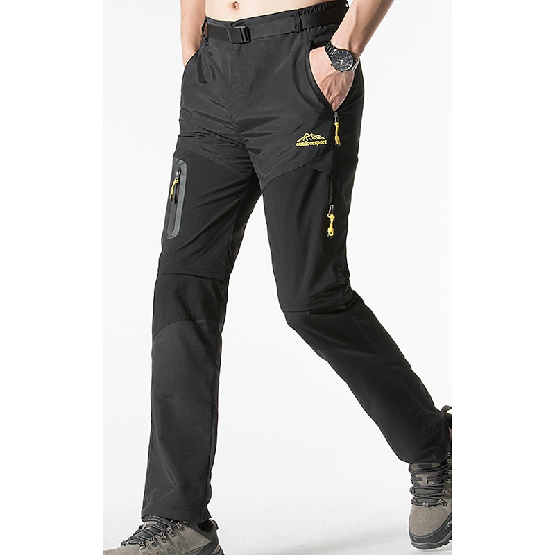 Men's Convertible Zip Off Pants Hiking Pants Trousers Summer Outdoor Waterproof Windproof Quick Dry Sweat wicking Pants / Trousers Bottoms Elastic Waist Black Army Green Camping / Hiking Fishing4