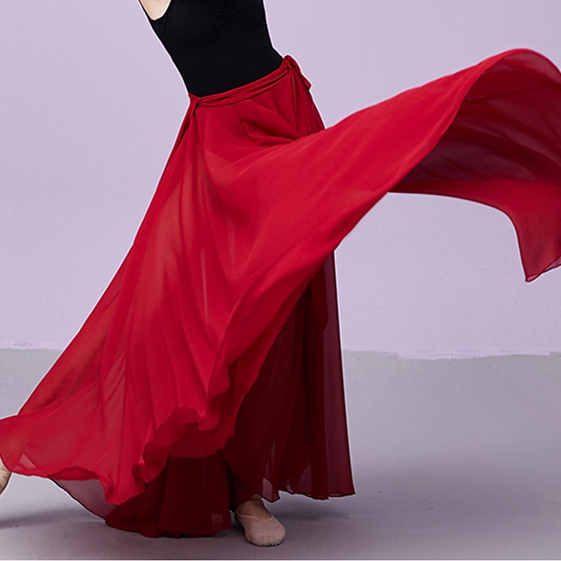 Ballroom Skirts Pure Color Costumes Women's Daily Performance Training Daily Wear Natural Chiffon4