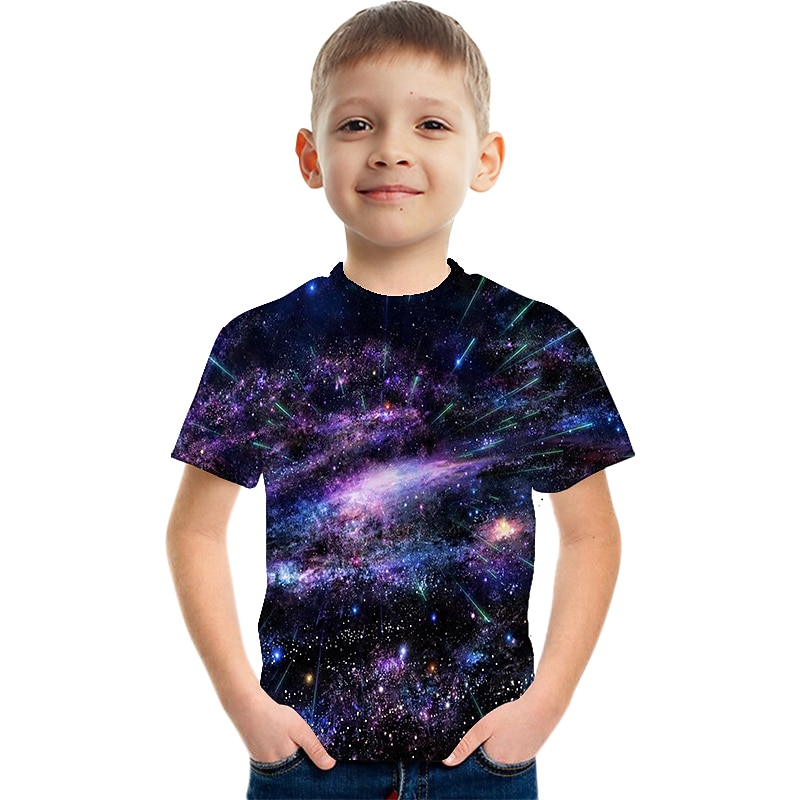 Boys 3D Graphic Galaxy T shirt Tee Short Sleeve 3D Print Summer Active Kids