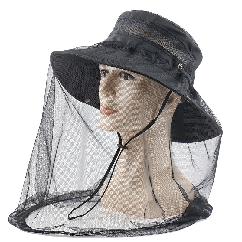 Men's Women's Sun Hat Hiking Hat Mosquito Head Net Hat 1 pcs Summer Outdoor Portable Anti-Mosquito Anti-Eradiation Comfortable Patchwork Polyester Army Green Khaki Dark Gray for Fishing2