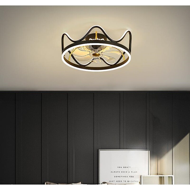 46/56 cm LED Ceiling Fan Light Dimmable Nordic Modern Crown Geometric Shapes Ceiling Fan Metal Modern Style Novelty Painted Finishes LED Modern 220-240V3