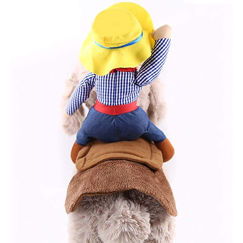 Cowboy Rider Dog Costume -  Dog Costumes for Small Dogs or Cats, Dogs Clothes Knight Style with Doll and Hat for  Day Pet Costumedog halloween costumes4