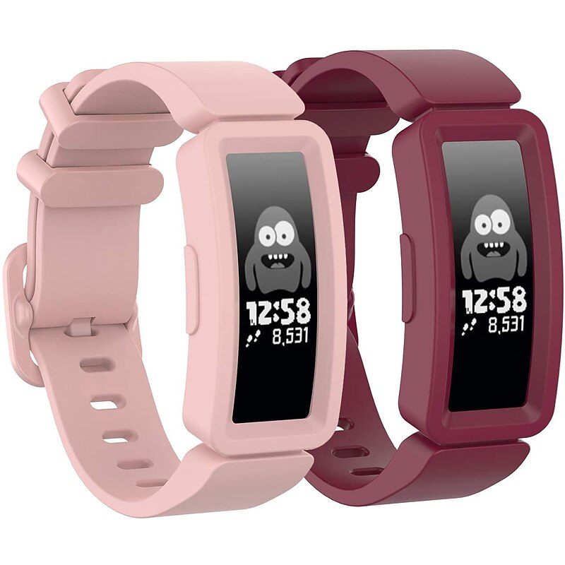 2 Packs Smart Watch Band Compatible with Fitbit Ace 2 for Kids Silicone Smartwatch Strap Soft Breathable Sport Band SmartWatch Band with Case Replacement  Wristband Boys Girls4