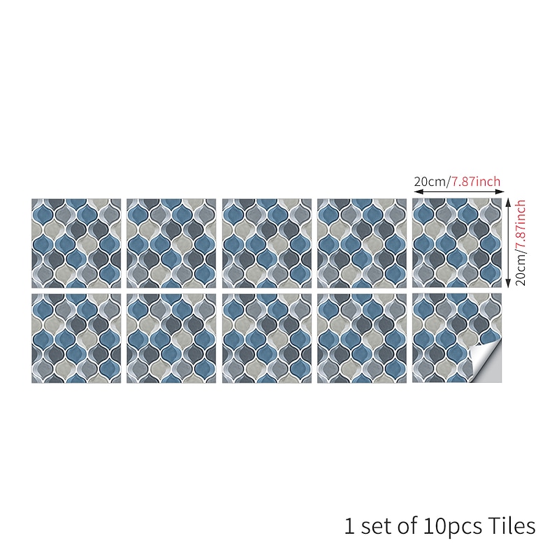 10 PCS Imitation Epoxy Tile Sticker Color Lantern Wall Sticker House Renovation Diy Self-adhesive Pvc Wallpaper Painting Kitchen Waterproof And Oilproof Wall Sticker2