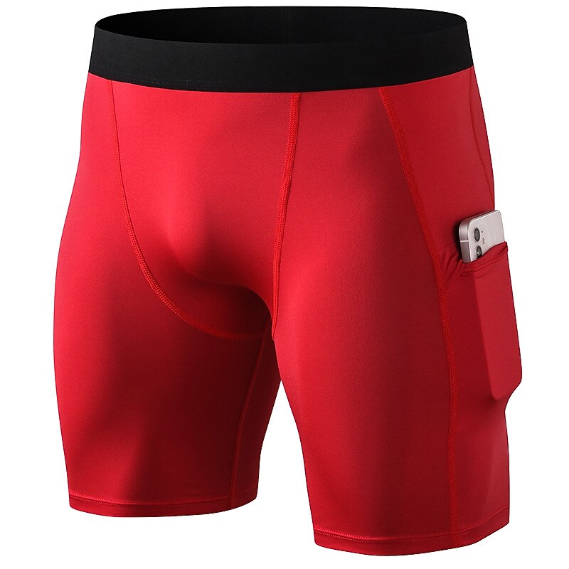 Men's Running Shorts Compression Shorts with Phone Pocket Base Layer Outdoor Athletic Spandex Tummy Control Butt Lift Breathable Yoga Fitness Gym Workout Sportswear Activewear Solid Colored Black4