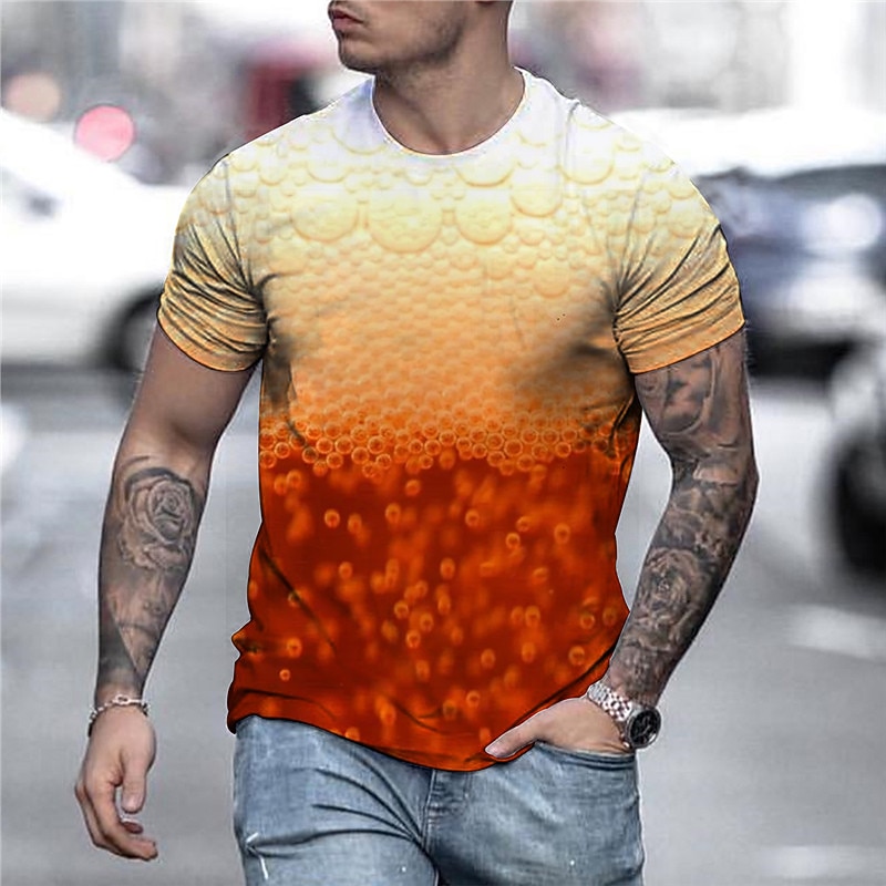 Men's Graphic Beer Shirt T Shirt Tee Short Sleeve T shirt 3D Print Round Neck Shirt Chic & Modern Comfortable Big and Tall Daily Holiday Weekend Black Yellow Red Summer Clothing Apparel S M L XL XXL4