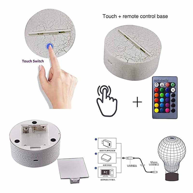 Unicorn 3D Nightlight LED Night Light Color-Changing / Adorable / Decoration Remote Control / Touch Dimmer / Gradient Mode Valentine's Day / Christmas AA Batteries Powered / USB 1pc3