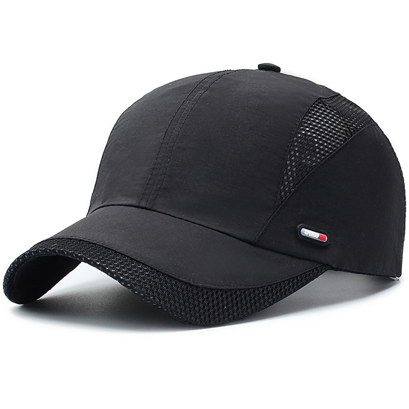 Canvas Baseball Cap Running Cap Sun Hat Women's Men's Hat Patchwork Adjustable Sun Protection Lightweight for Fitness Baseball Running Autumn / Fall Spring Summer Black Grey Dark Gray / Breathable2