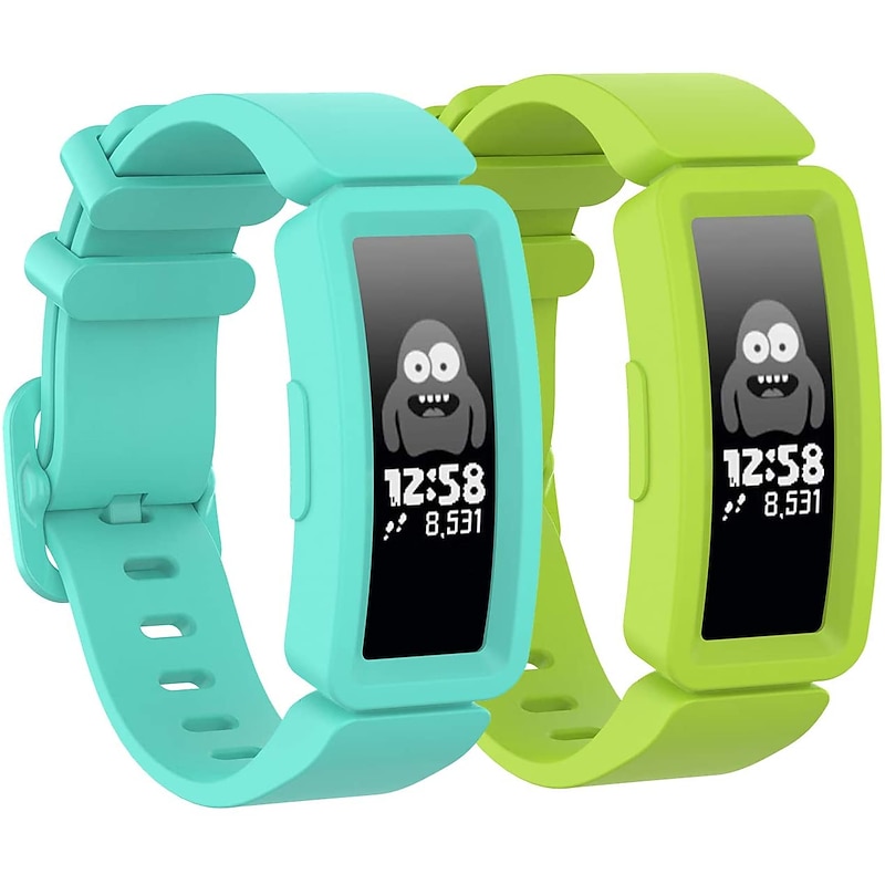 2 Packs Smart Watch Band Compatible with Fitbit Ace 2 for Kids Silicone Smartwatch Strap Soft Breathable Sport Band SmartWatch Band with Case Replacement  Wristband Boys Girls3