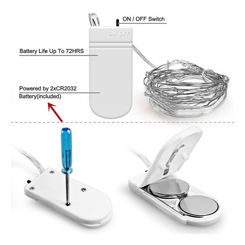 1m String Lights 10 LEDs 10pcs 1pc Blue Christmas New Year's Waterproof Party Decorative Batteries Powered3