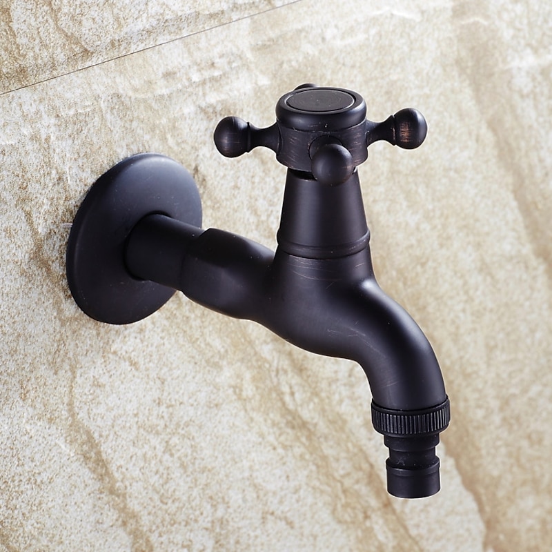 Outdoor Faucet Wall Mounted Single Handle/Outdoor/Indoor One Hole Centerset Retro Vintage Decorative Solid Brass Bathroom Sink Faucet Faucet Tap2