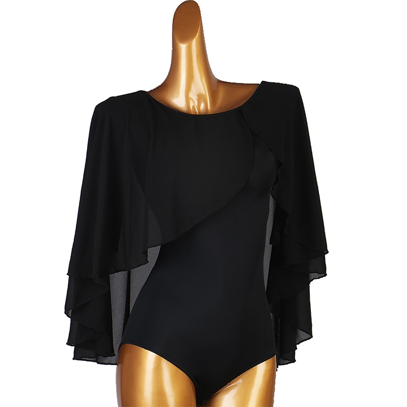 Ballroom Dance Leotard / Onesie Split Joint Women's Training Long Sleeve High Chinlon Spandex3