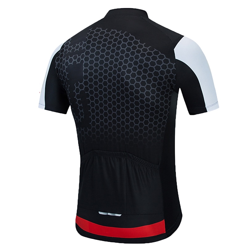 Men's Cycling Jersey Patterned Honeycomb Short Sleeve Bike Jersey Top with 3 Rear Pockets Mountain Bike MTB Road Bike Cycling Quick Dry Soft Reflective Strips Back Pocket Sports Black Blue Orange2