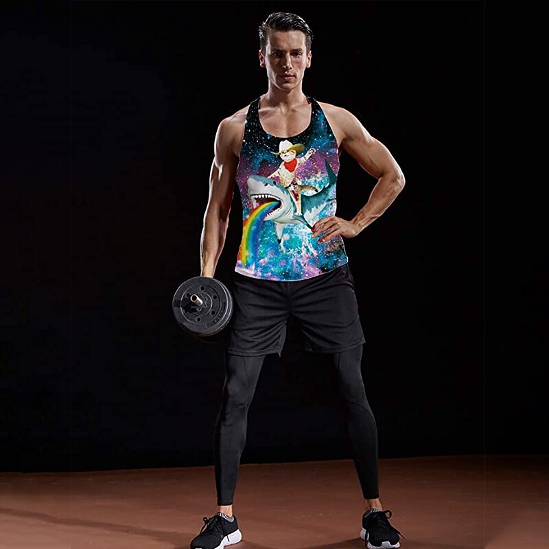 Men's Cat Tank Top Vest Undershirt Sleeveless T shirt 3D Print Crew Neck Shirt Casual Beach Daily Holiday Rainbow Summer Clothing Apparel S M L XL XXL 3XL2