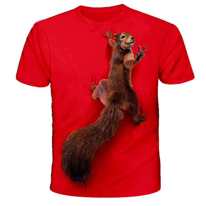 Men's Graphic Animal Squirrel T Shirt Tee Funny T Shirts Short Sleeve T shirt 3D Print Round Neck Shirt Streetwear Exaggerated Designer Daily Holiday Sea Blue White Yellow Clothing Apparel S M L XL2