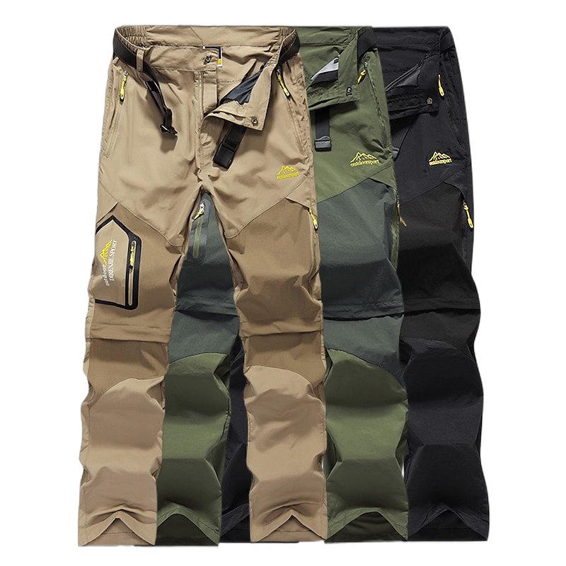 Men's Convertible Zip Off Pants Hiking Pants Trousers Summer Outdoor Waterproof Windproof Quick Dry Sweat wicking Pants / Trousers Bottoms Elastic Waist Black Army Green Camping / Hiking Fishing