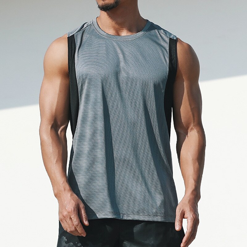 Men's Tank Top Tee / T-shirt Mesh Patchwork Crew Neck Color Block Sport Athleisure Shirt Sleeveless Breathable Quick Dry Soft Sweat Out Yoga Tennis Exercise & Fitness Running Walking Training Casual3