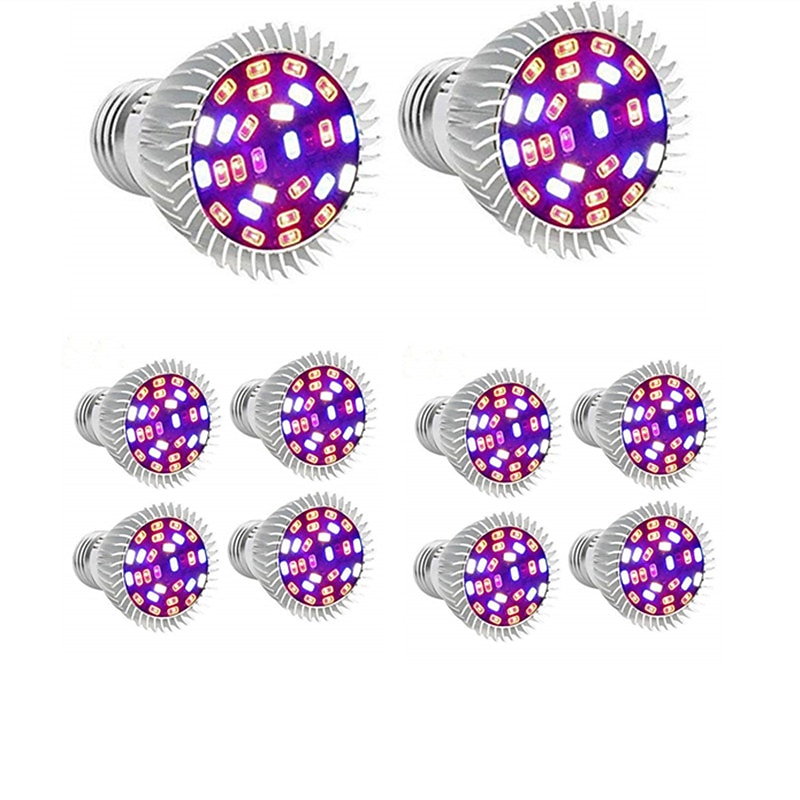 10pcs LED Grow Light Full Spectrum 28leds E27 LED Growing Bulb for Indoor Hydroponics Flowers Plants LED Growth Lamp