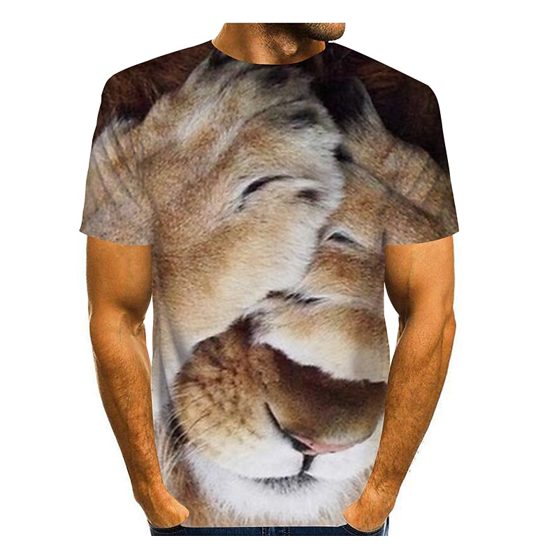 Men's Graphic Animal Lion Paw Shirt T Shirt Tee Short Sleeve T shirt 3D Print Round Neck Shirt Streetwear Exaggerated Cool Daily Holiday White Yellow Orange Clothing Apparel S M L XL XXL 3XL 4XL4